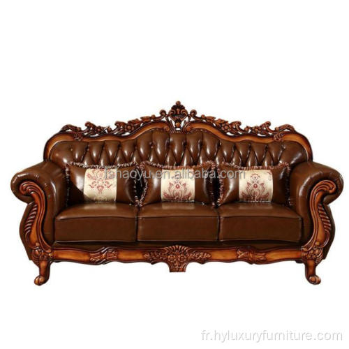 Canapé de salon royal bon marché en bois massif